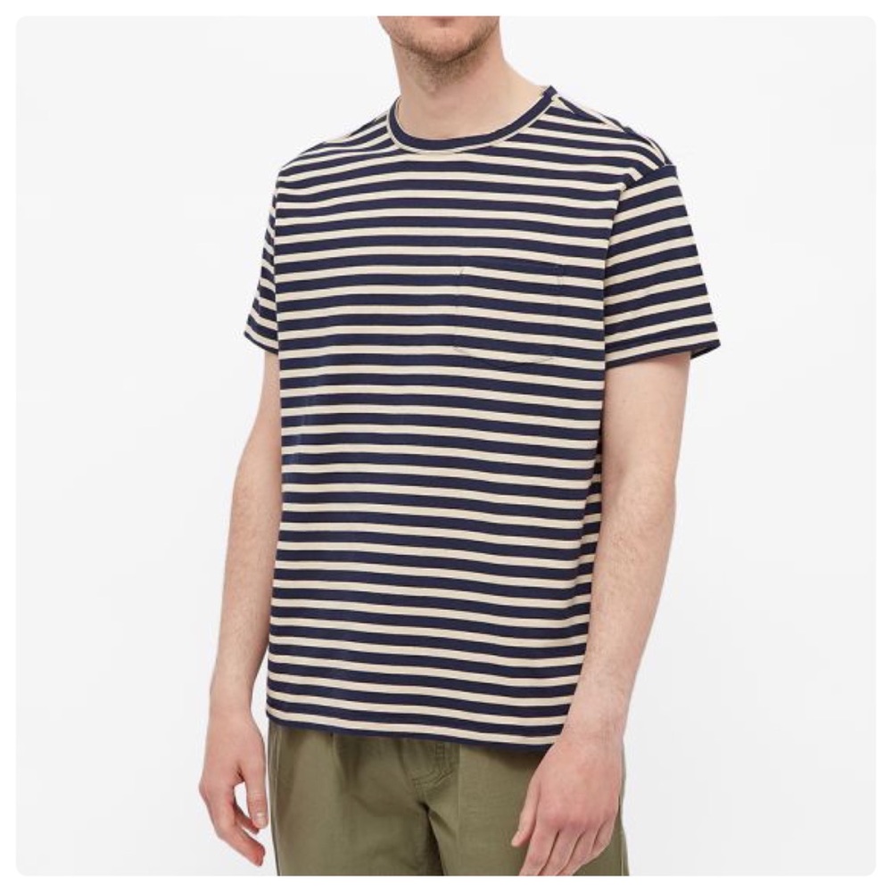 Corridor Striped Short Sleeve Pocket Tee in Navy Size S